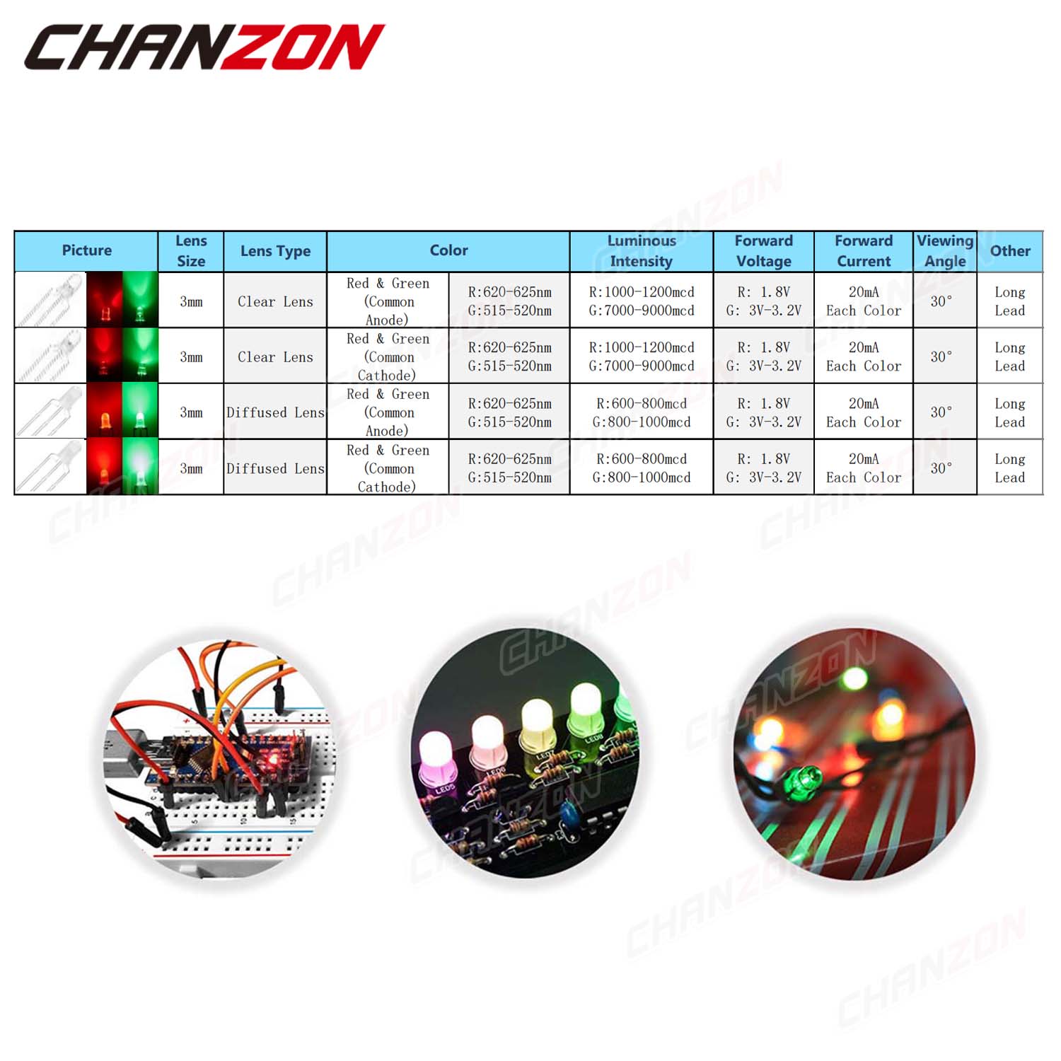 Bicolor 3 mm LED Light Emittin - Hobby Is Science 评论和价格