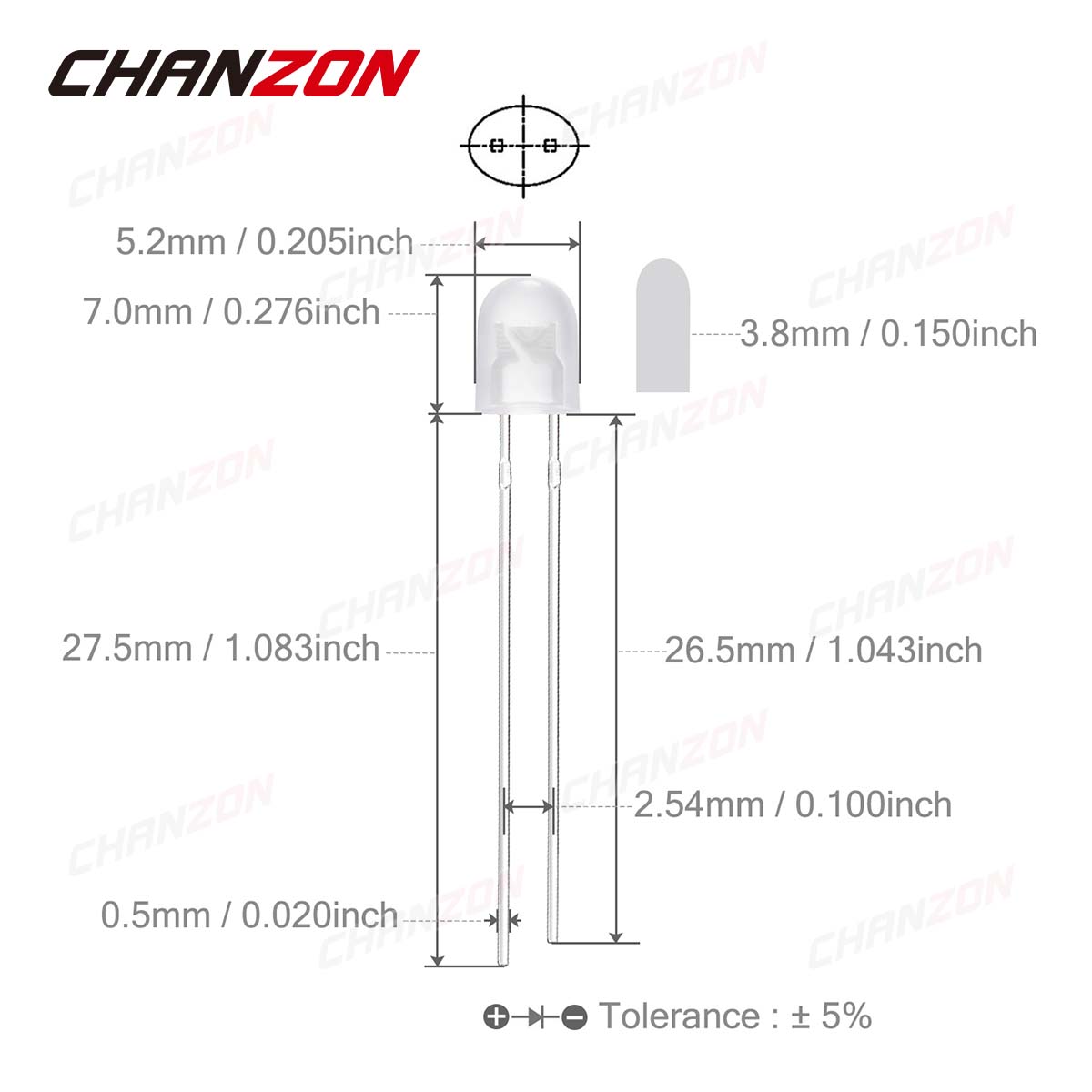 100Pcs 5mm Oval LED Diode 546  - Hobby Is Science 评论和价格
