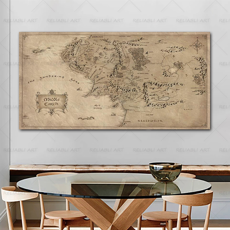 Retro The-Lord-of-Rings Map Po - Star Map Poster 评论和价格