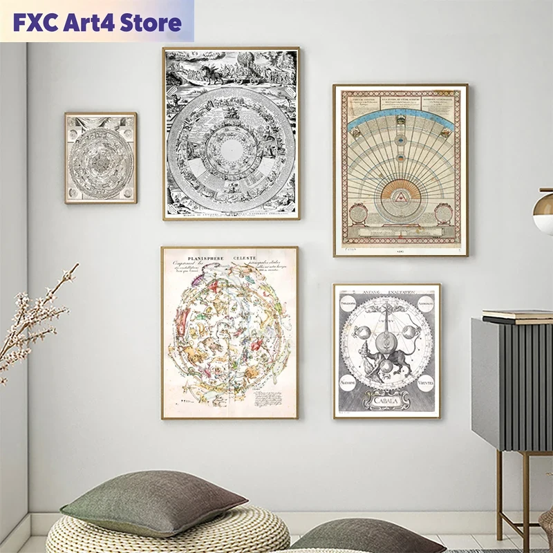 Frameless Vintage Astrological - Star Map Poster 评论和价格