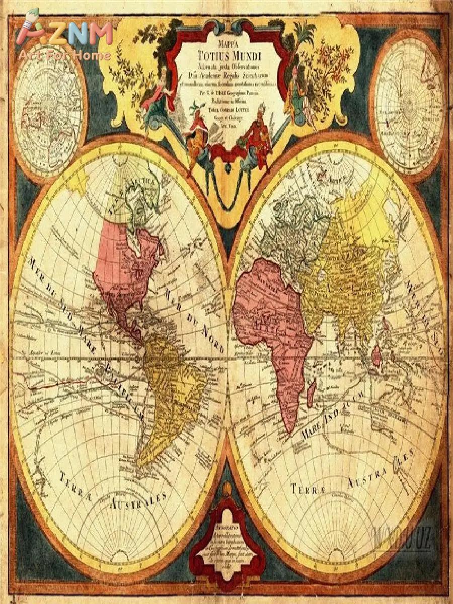 Vintage World Map Canvas Print - Star Map Poster 评论和价格